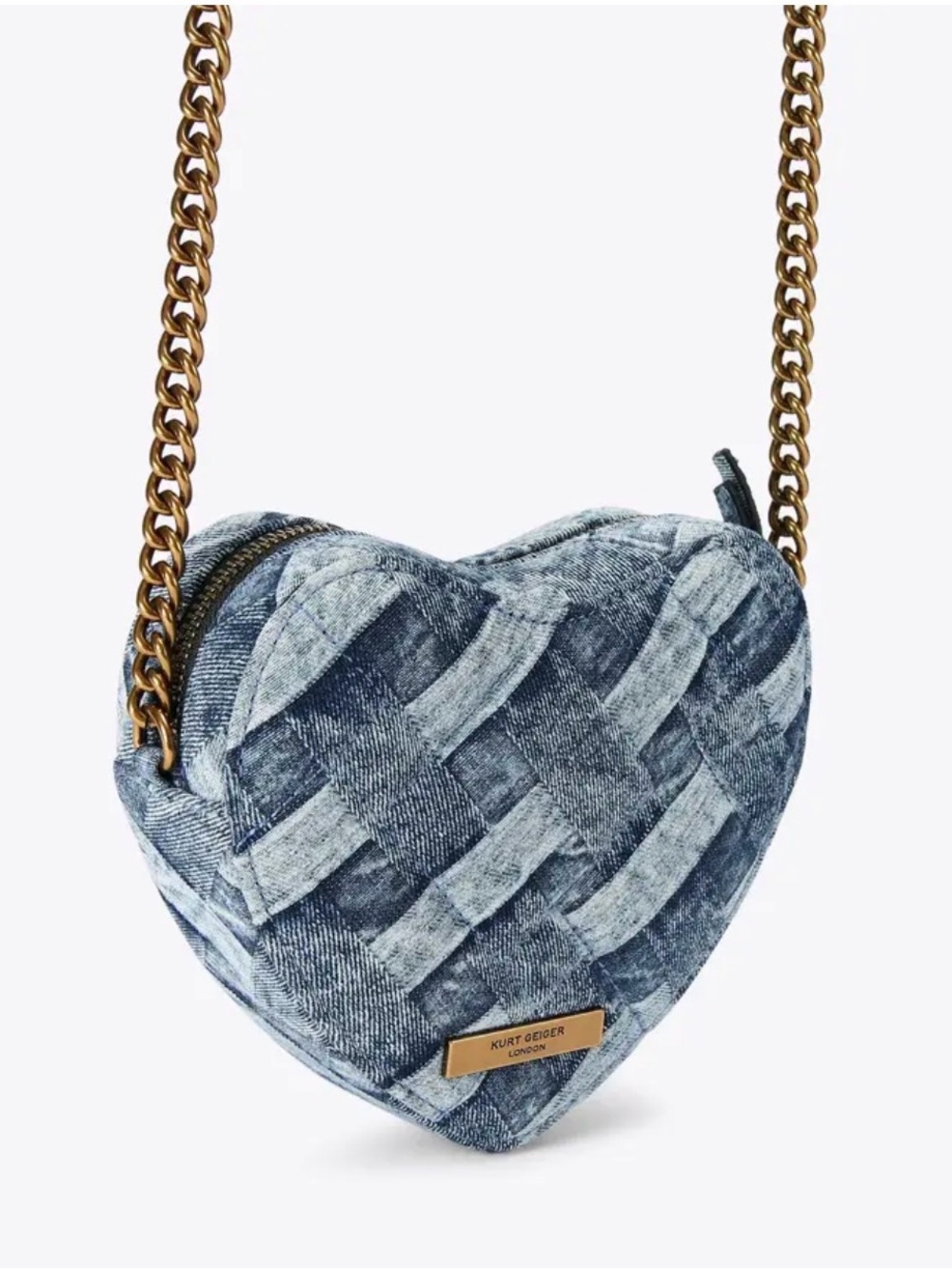 Kurt Geiger London Kensington Denim Heart Crossbody Bag NWT - Picture 5 of 7